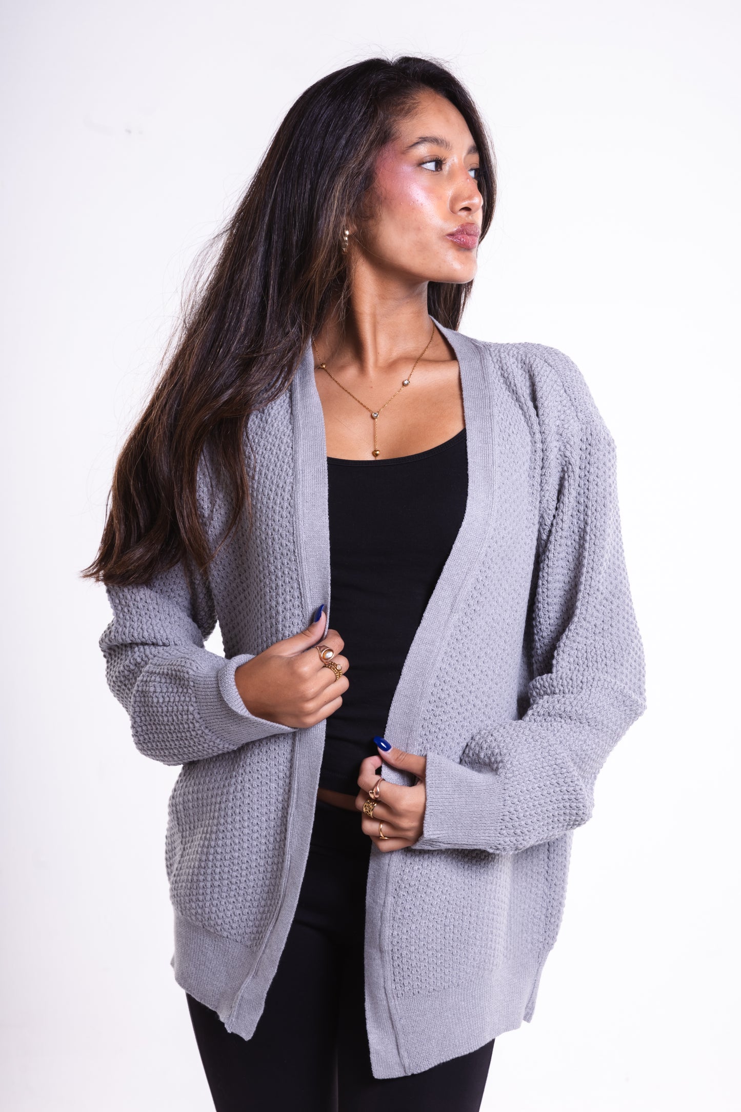 Light Grey Short Puffy Cardigan