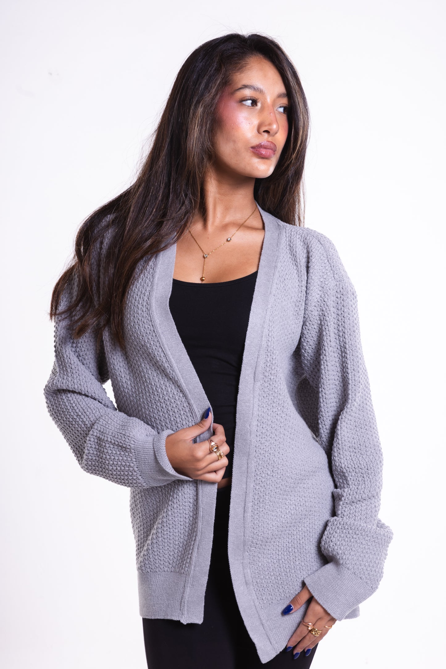 Light Grey Short Puffy Cardigan