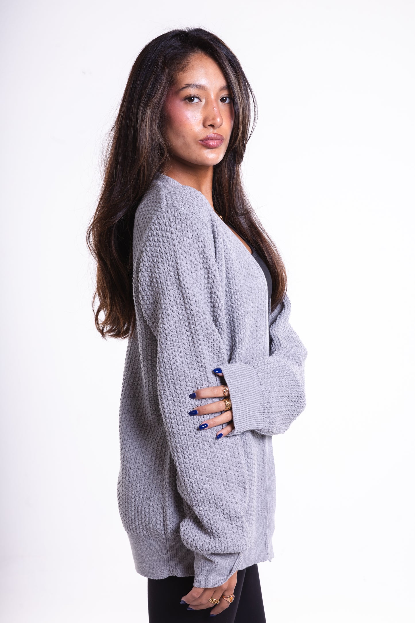 Light Grey Short Puffy Cardigan
