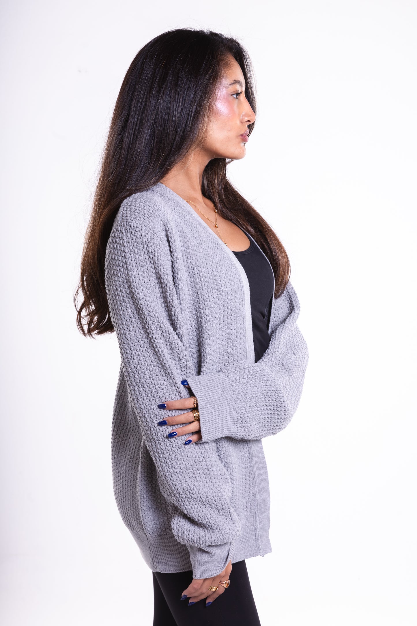 Light Grey Short Puffy Cardigan