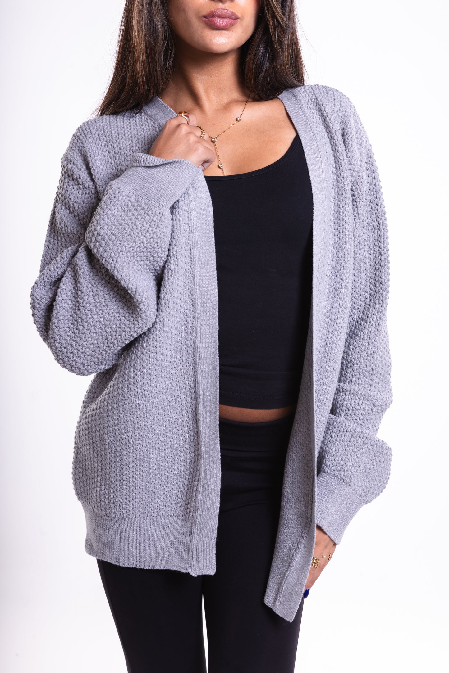 Light Grey Short Puffy Cardigan