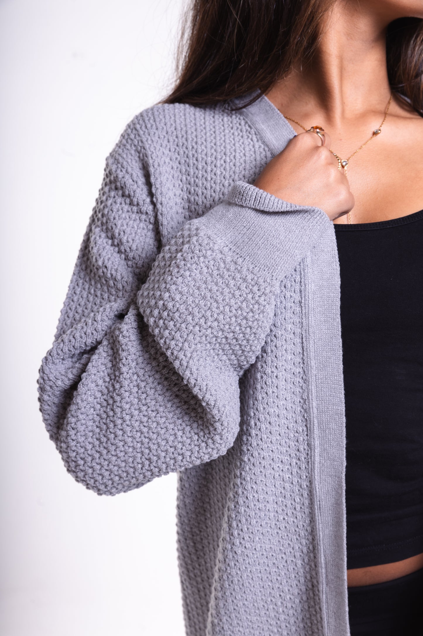 Light Grey Short Puffy Cardigan