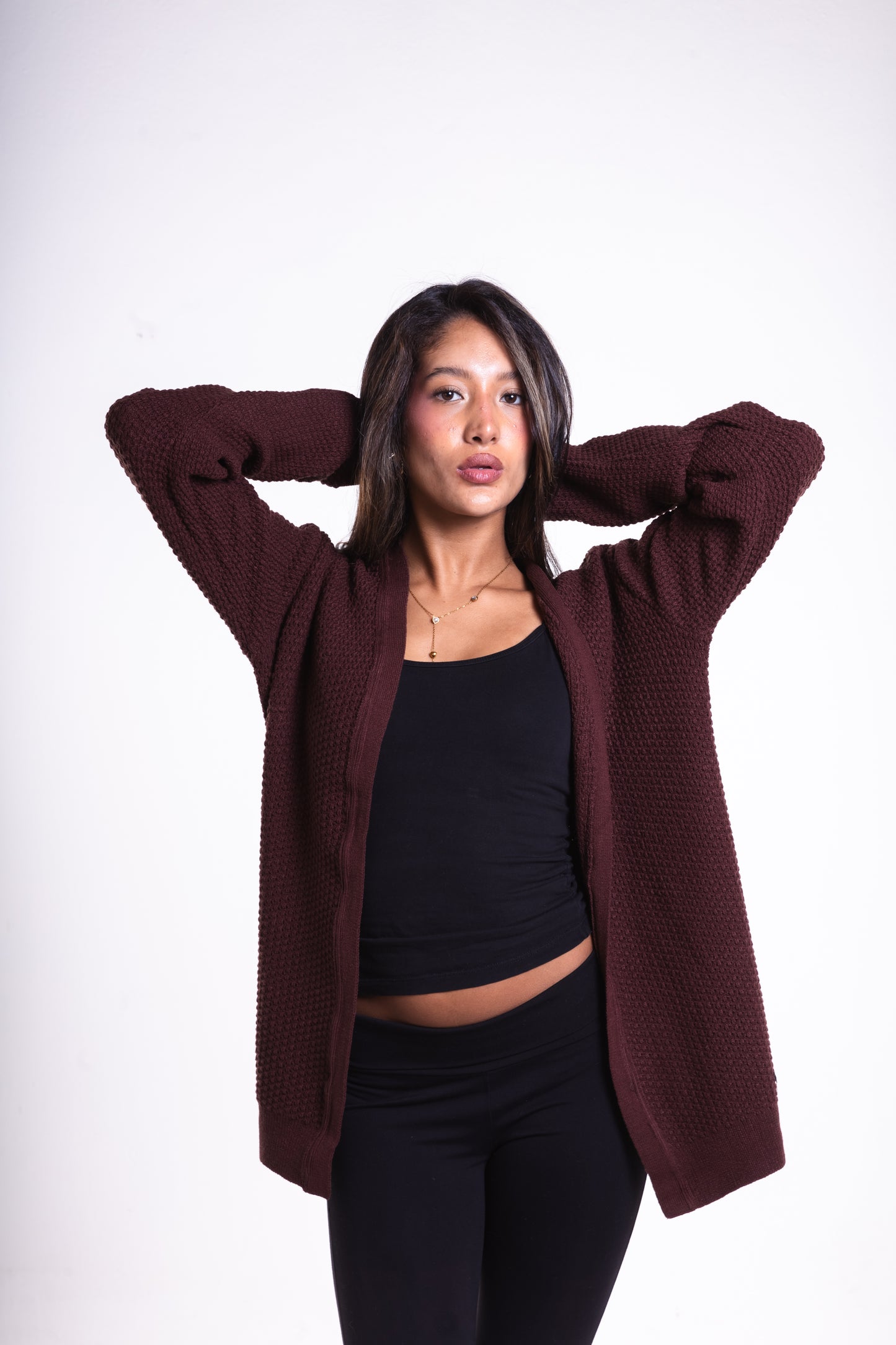 Brown Short Puffy Cardigan