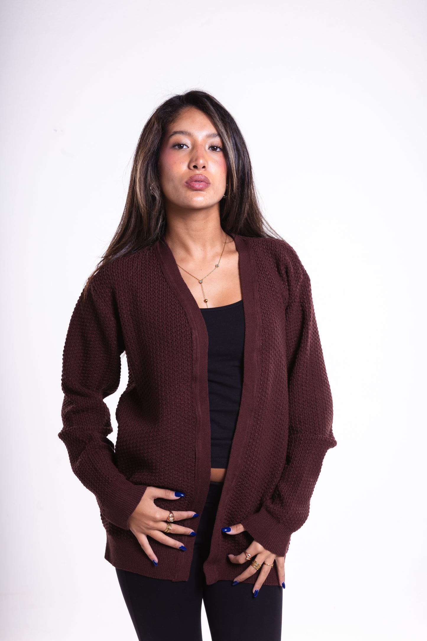 Brown Short Puffy Cardigan