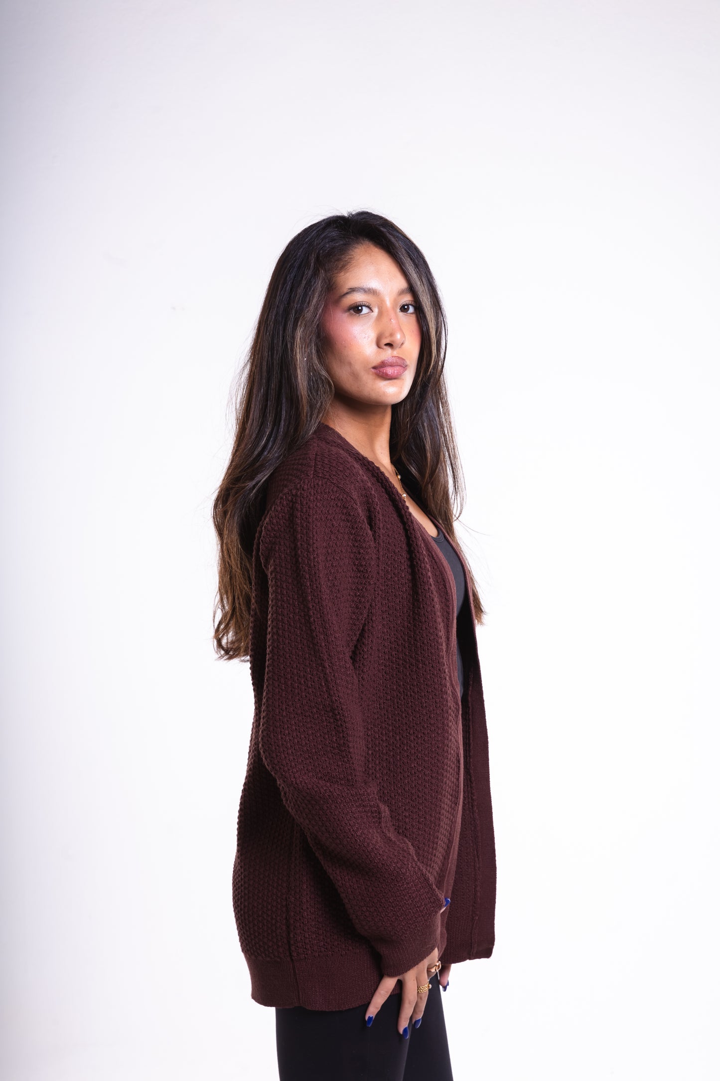 Brown Short Puffy Cardigan