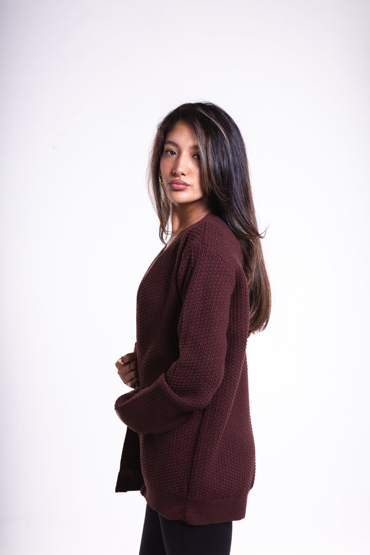 Brown Short Puffy Cardigan