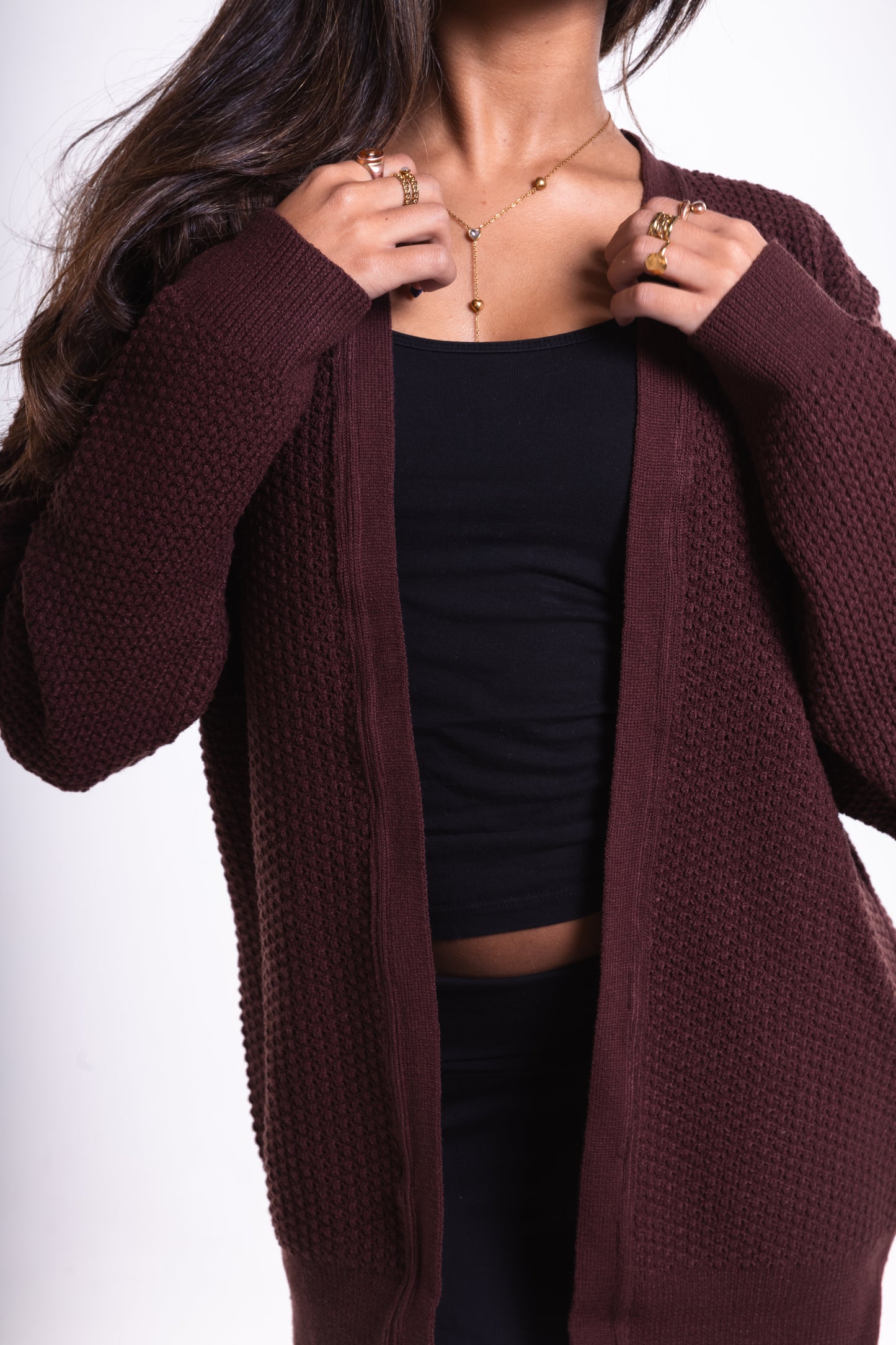 Brown Short Puffy Cardigan
