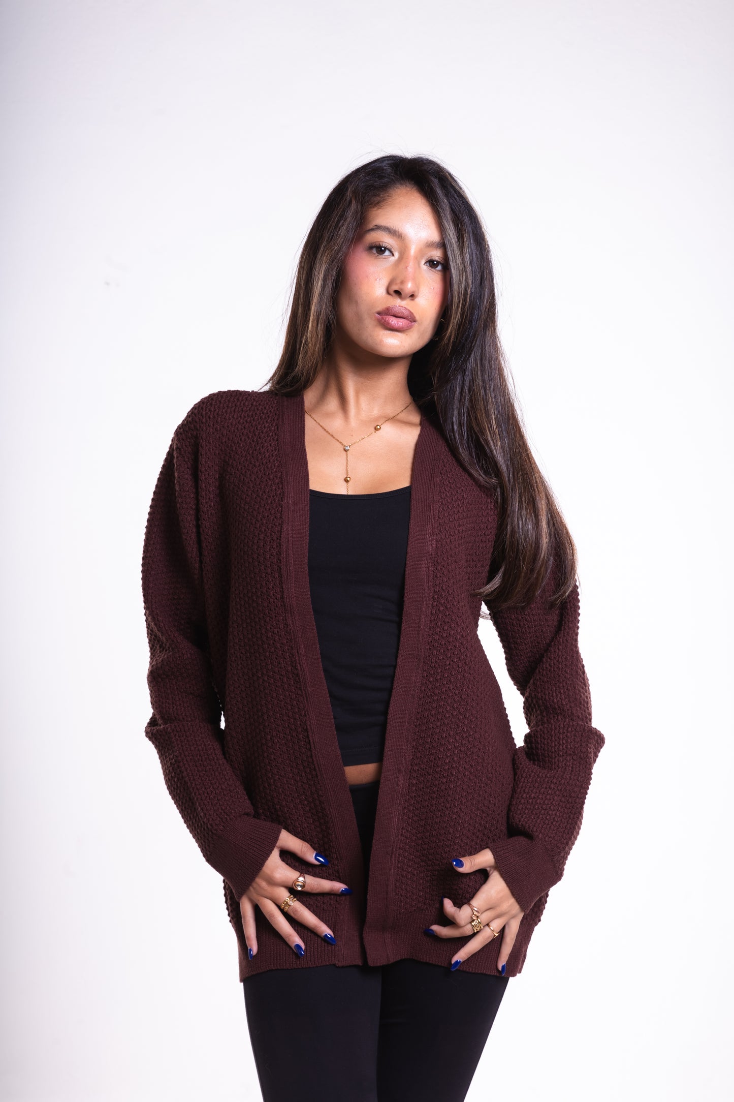 Brown Short Puffy Cardigan