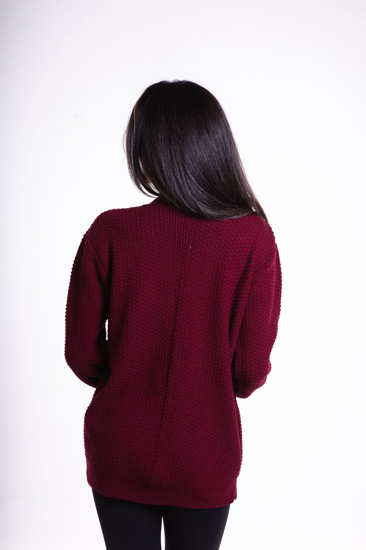 Burgundy Short Puffy Cardigan
