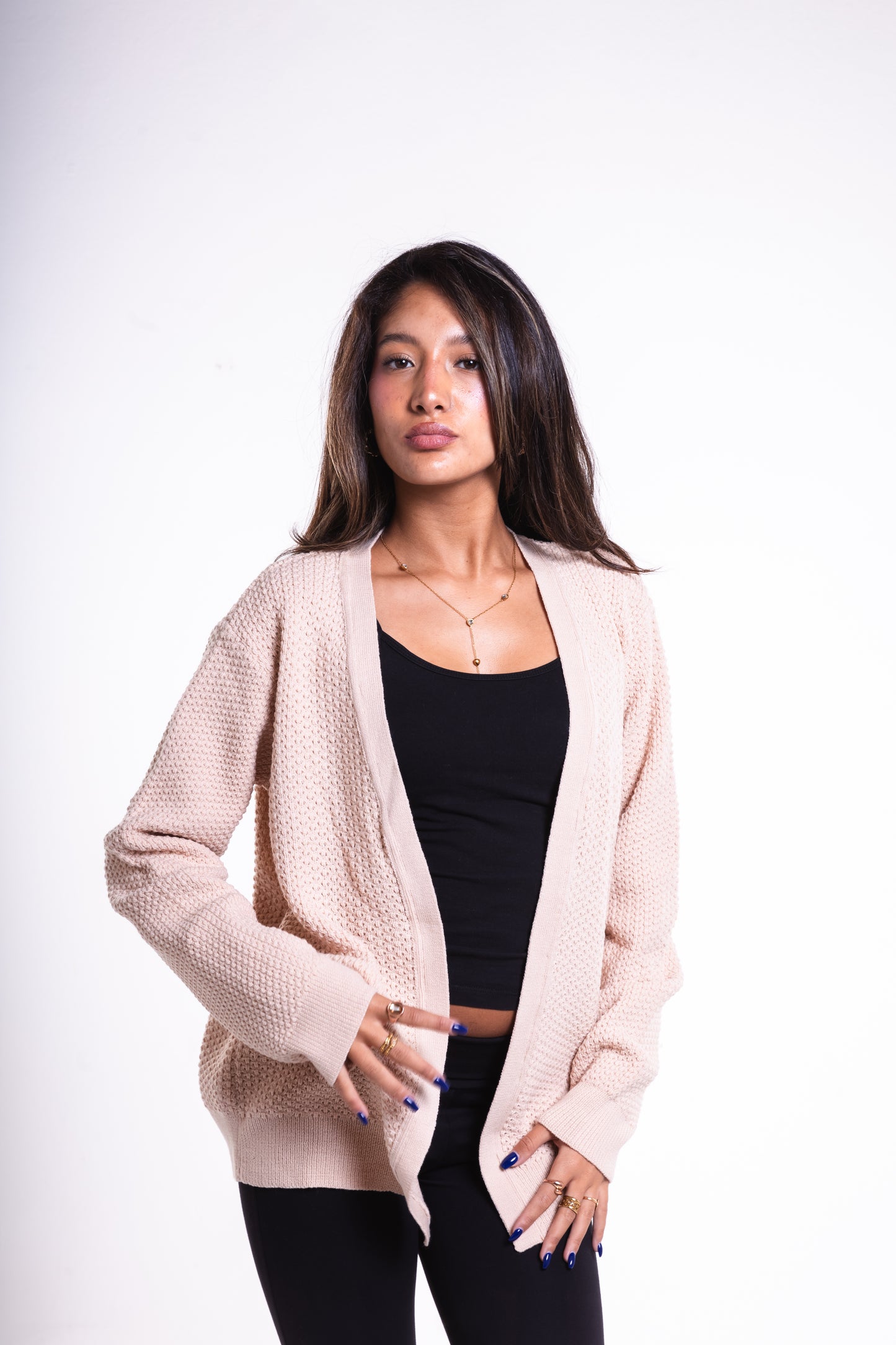 Beige Short Puffy Cardigan