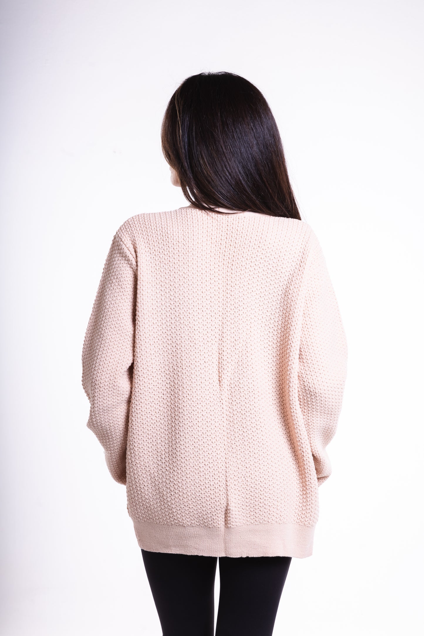 Beige Short Puffy Cardigan