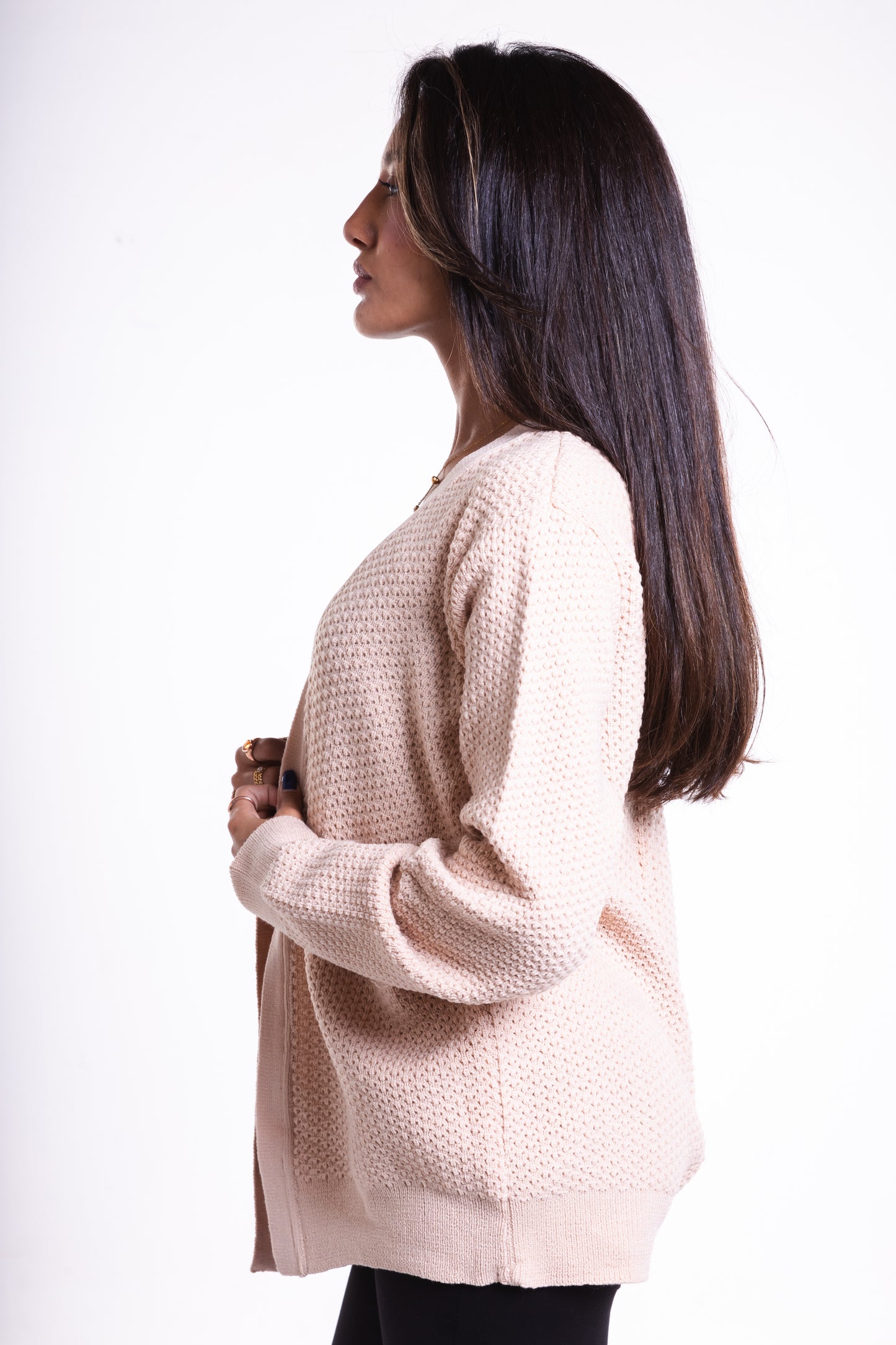 Beige Short Puffy Cardigan