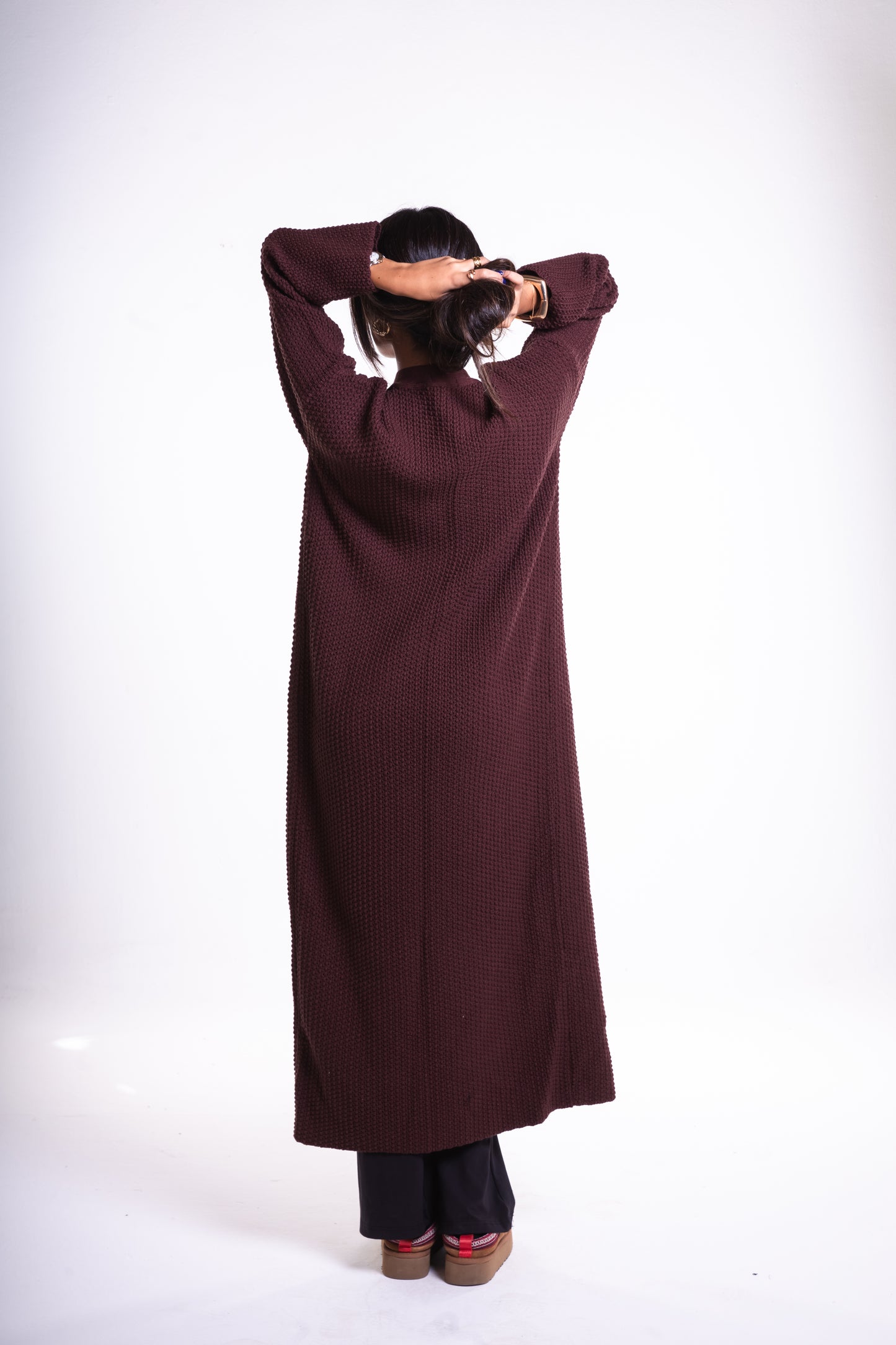 Brown Long Puffy Cardigan