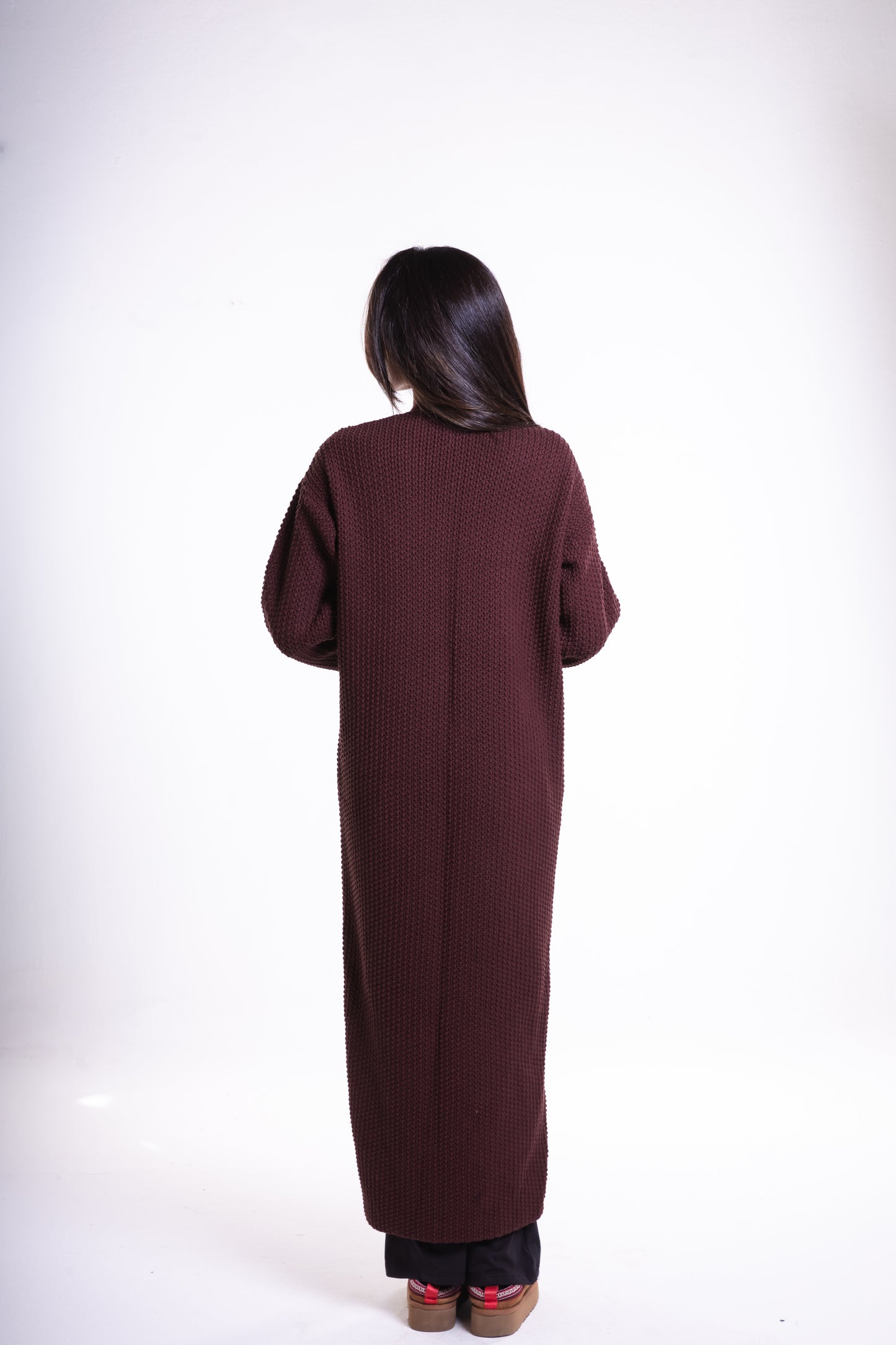 Brown Long Puffy Cardigan