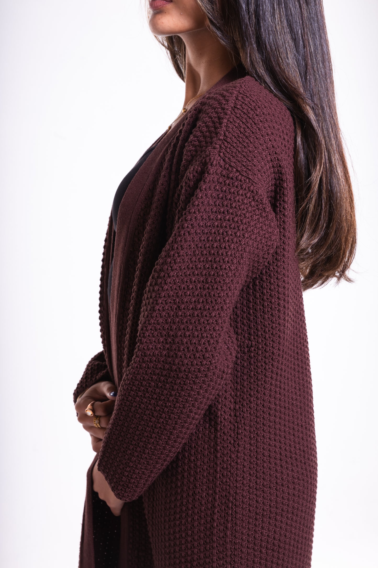 Brown Long Puffy Cardigan