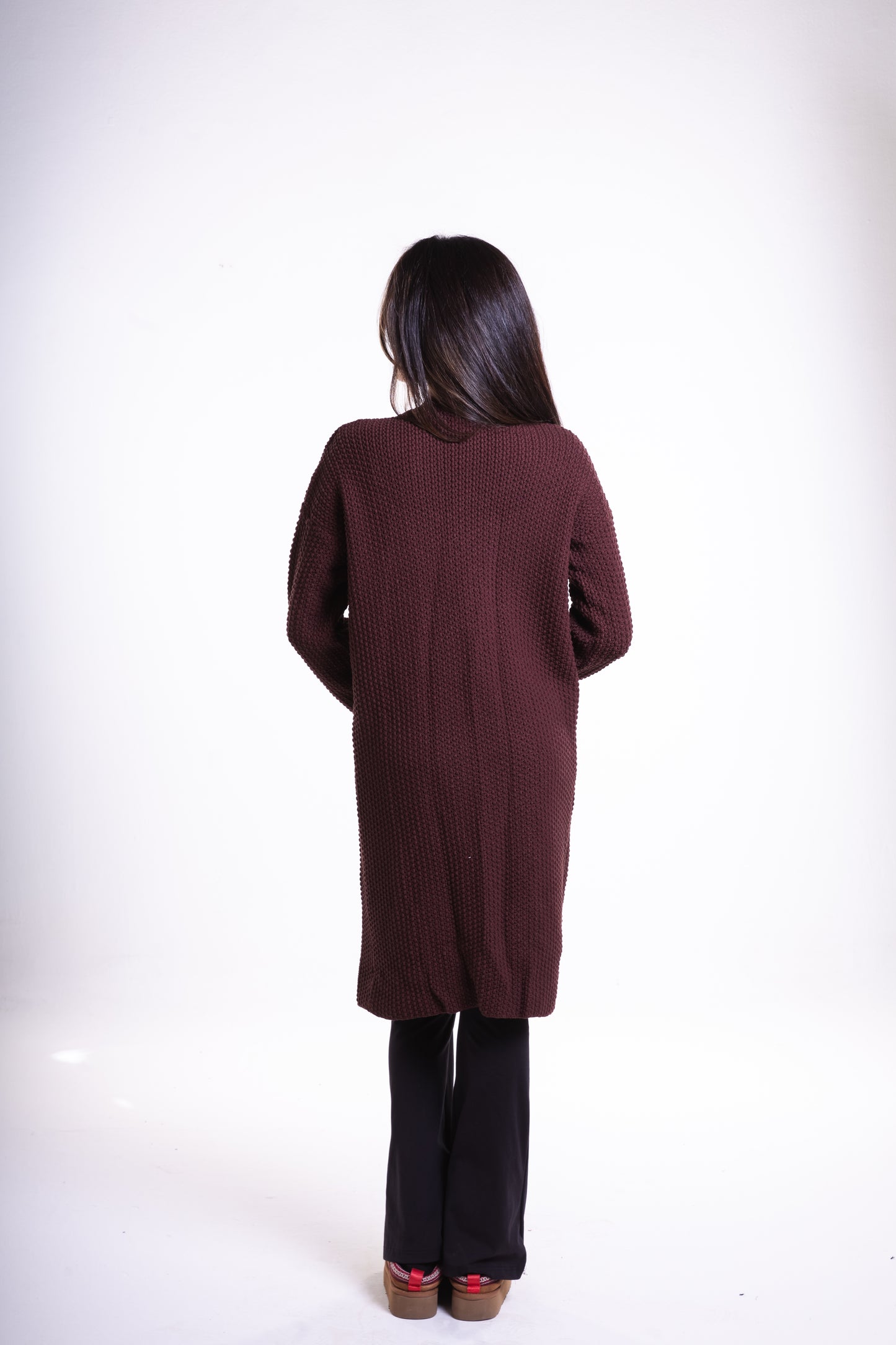 Brown Mid-Length Puffy Cardigan