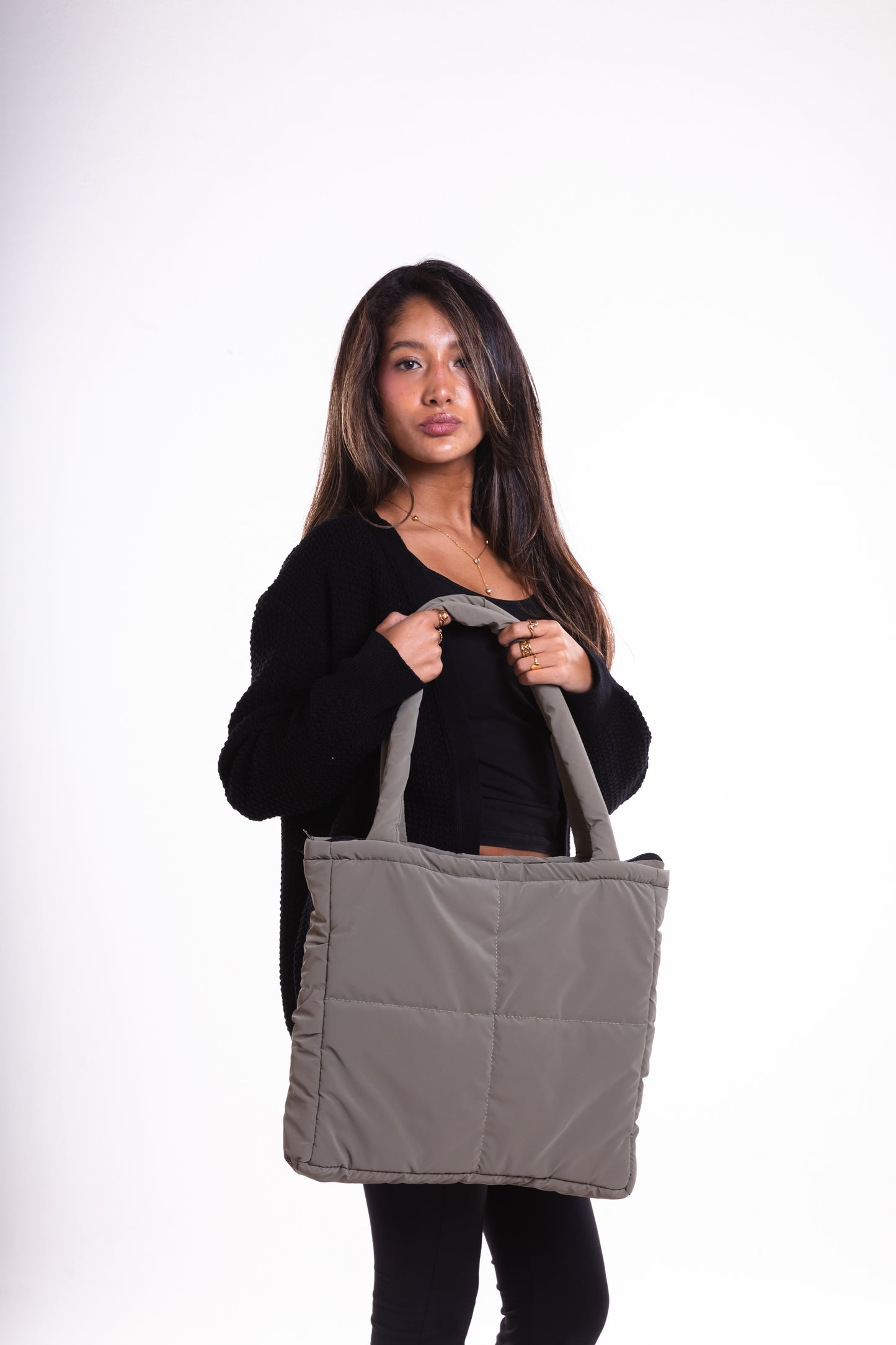 Dark Greige Puffer Bag
