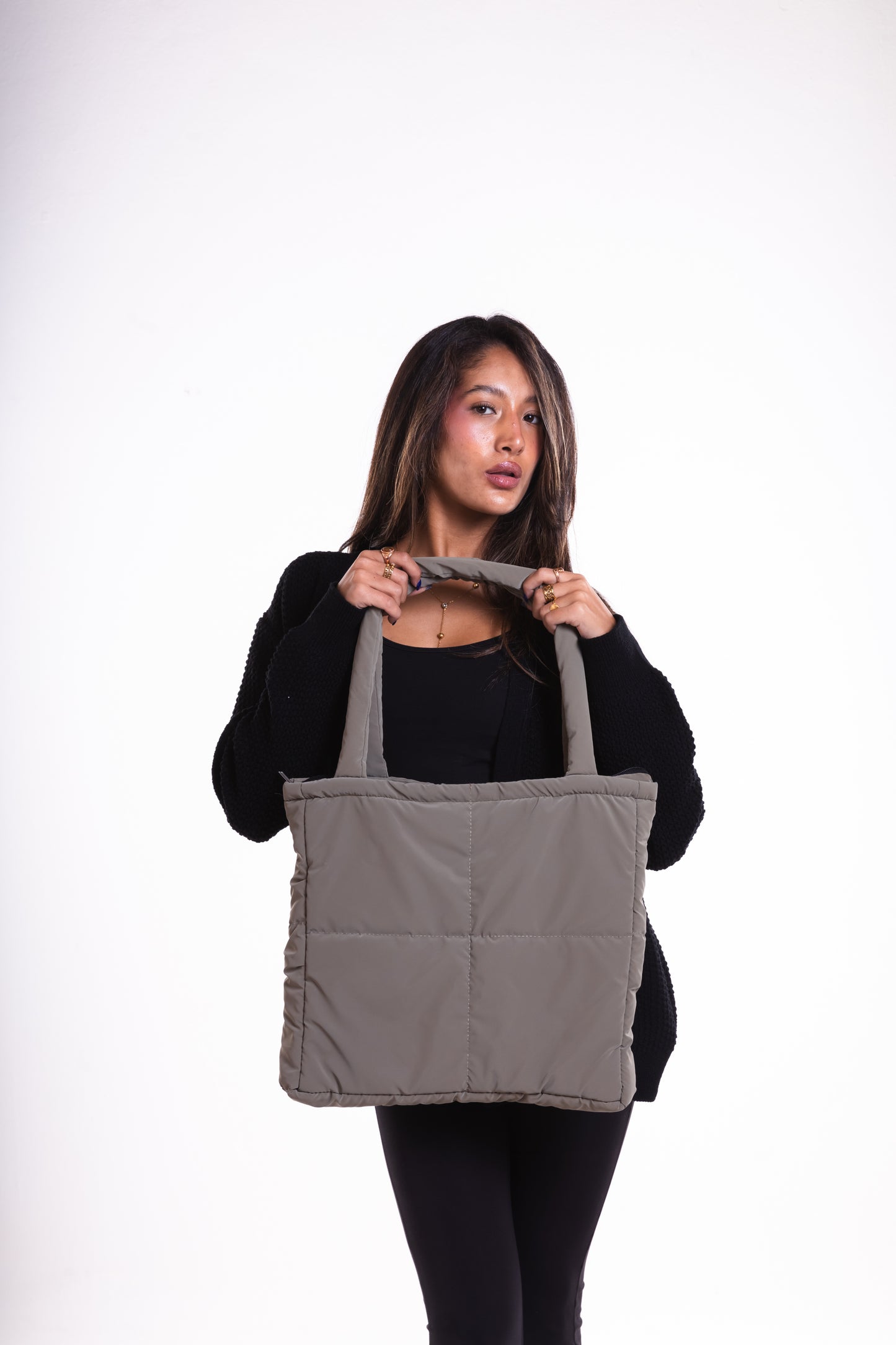 Dark Greige Puffer Bag