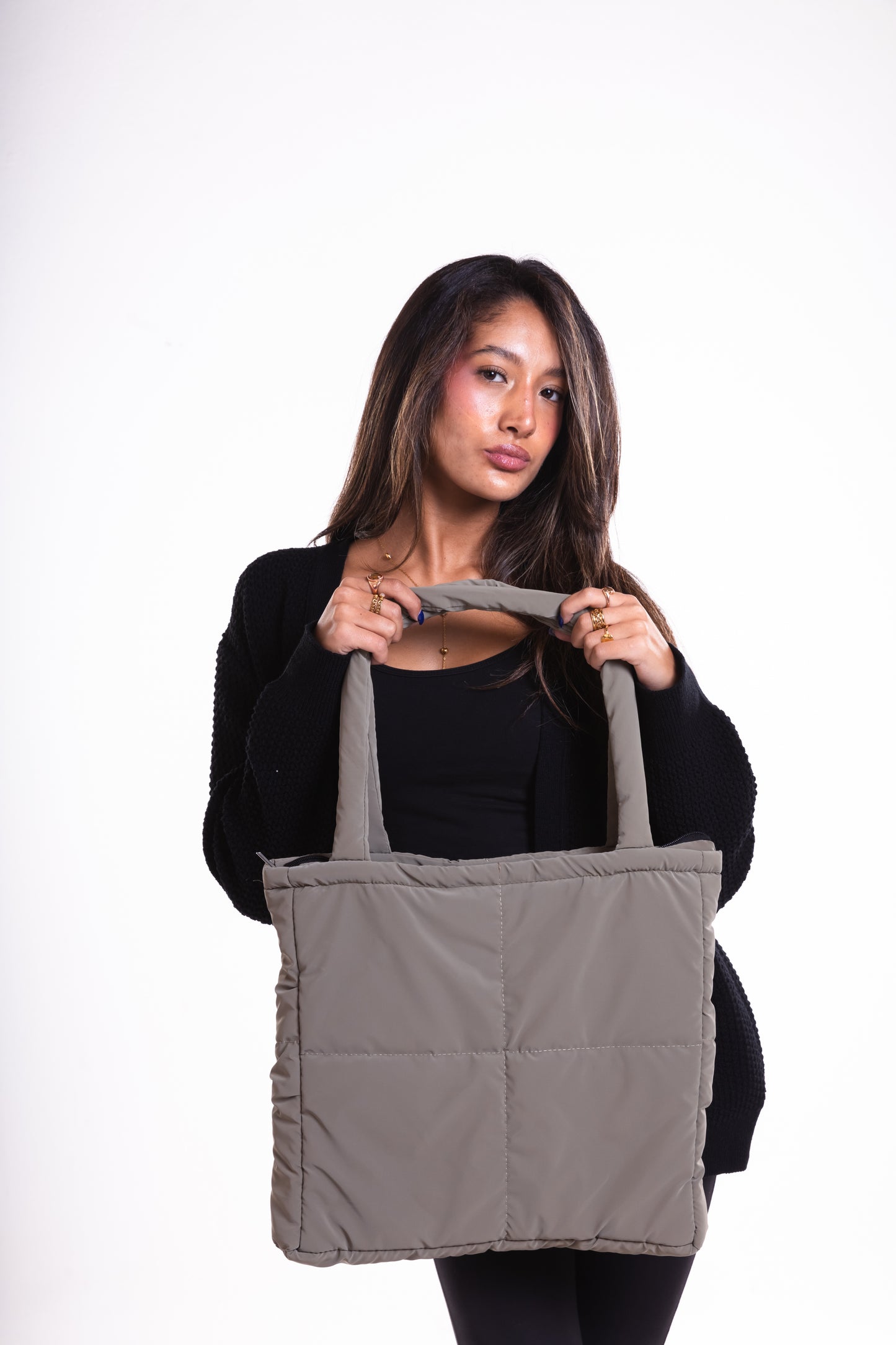 Dark Greige Puffer Bag