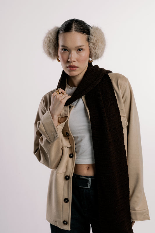 Brown Hollowed Scarf