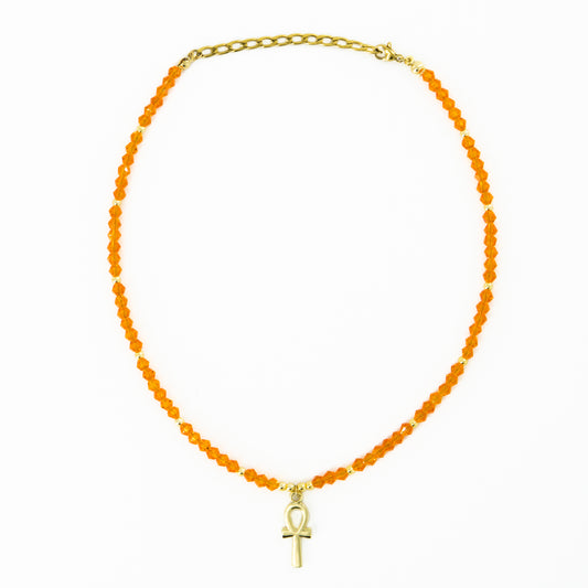 Orange Key of Life Beaded Choker