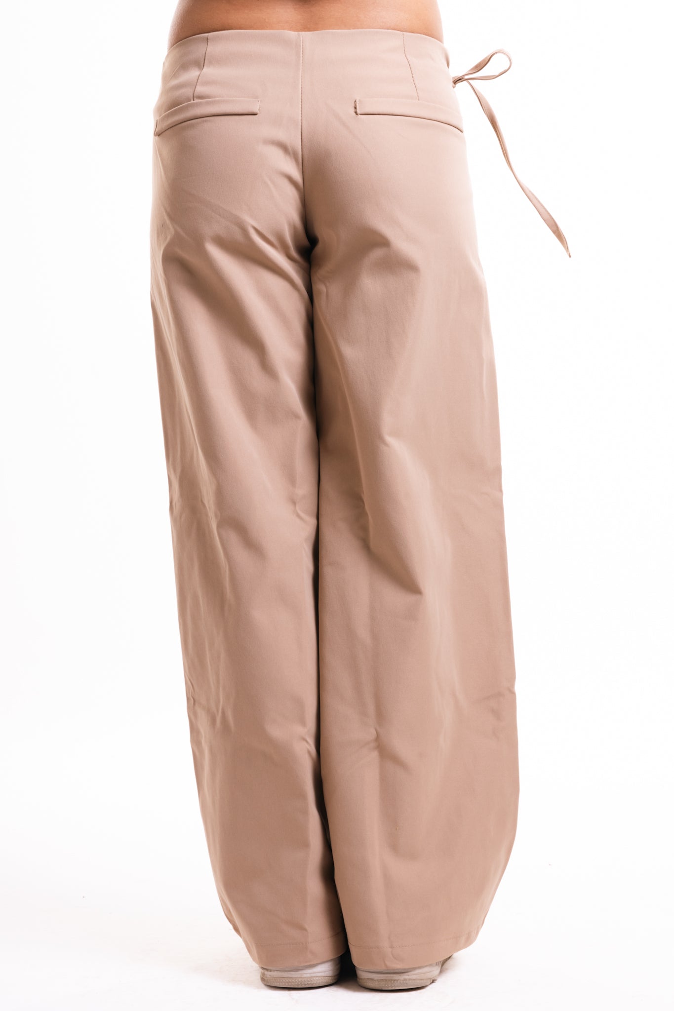 Beige Side Bow Trousers