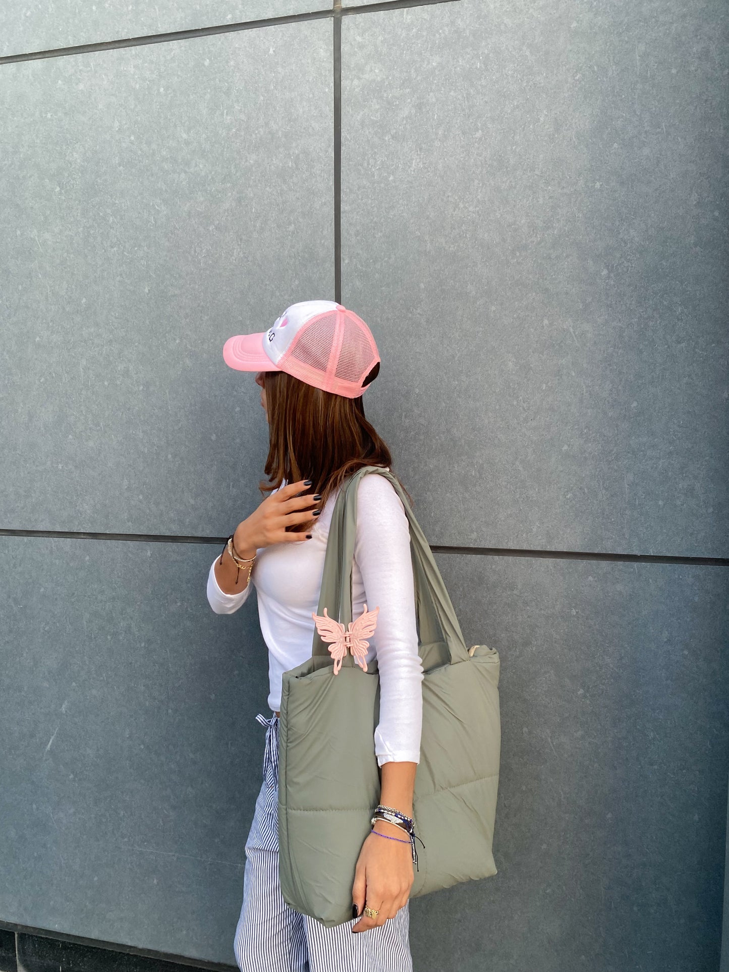 Grey Puffer Bag