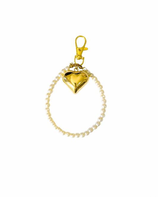 Heart with Pearls Bag Charm
