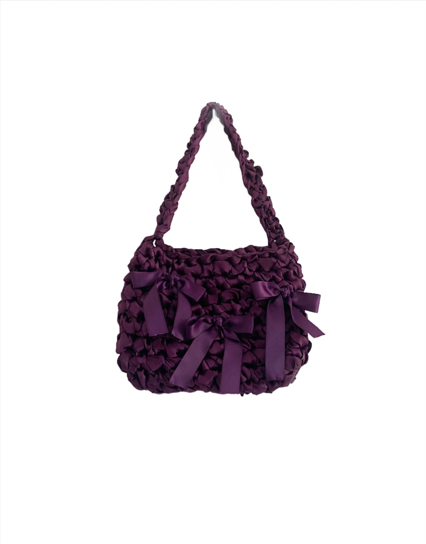 Dark Purple Satin Crochet Bag