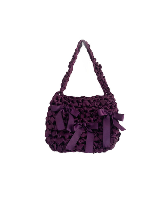 Dark Purple Satin Crochet Bag