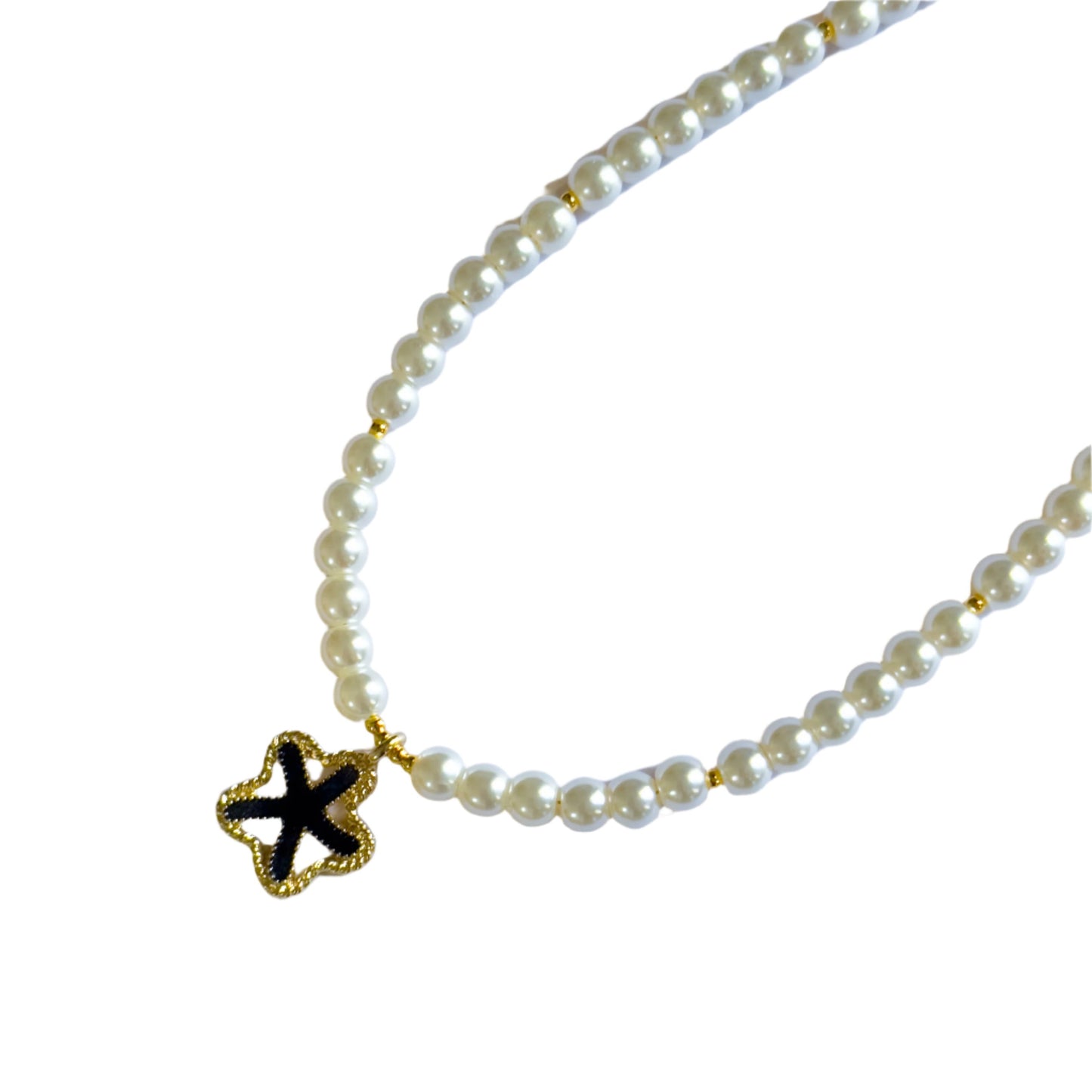 Pearls Beaded Black Starfish Choker