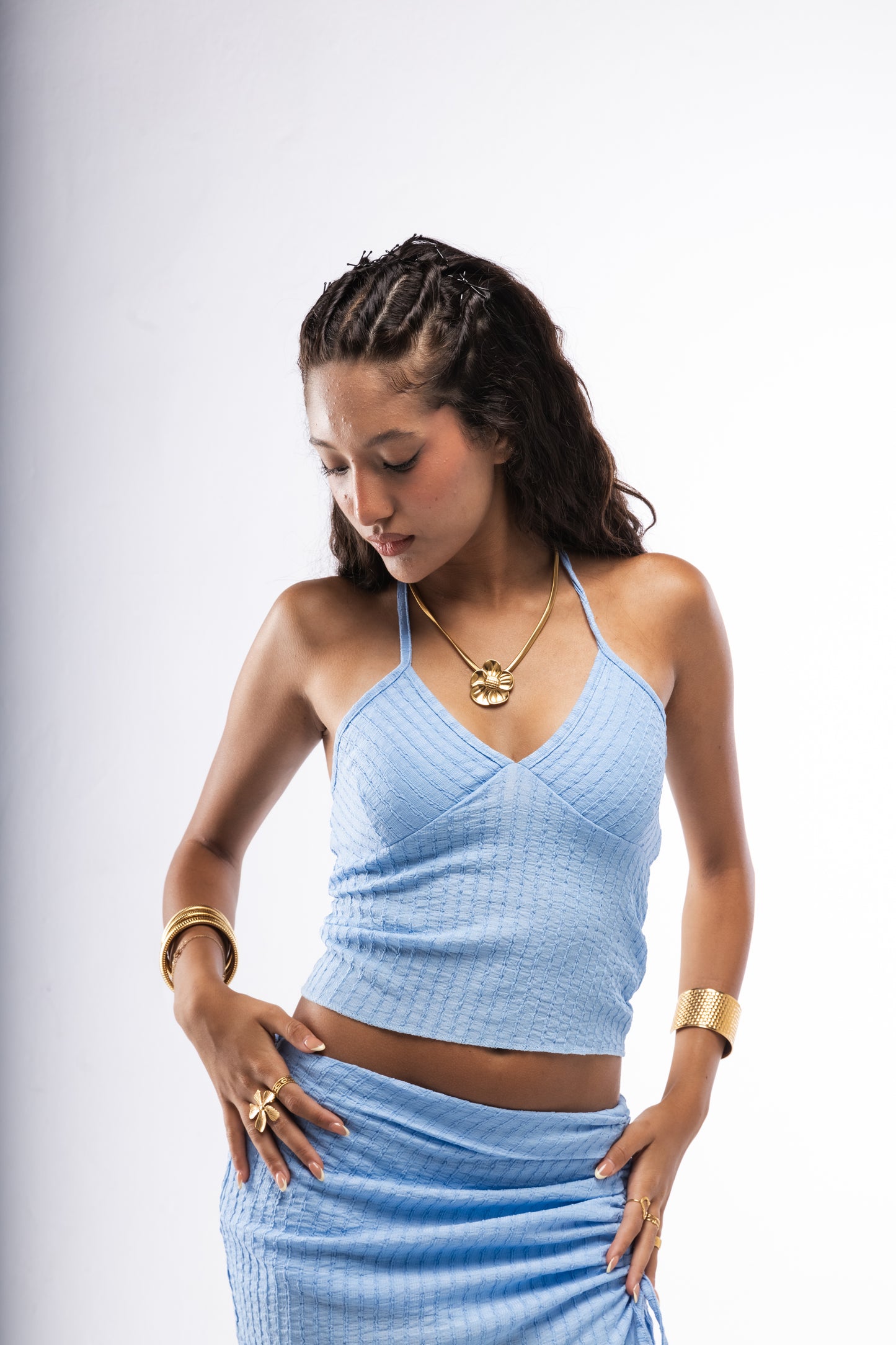 Sky Blue Golden Aura Top