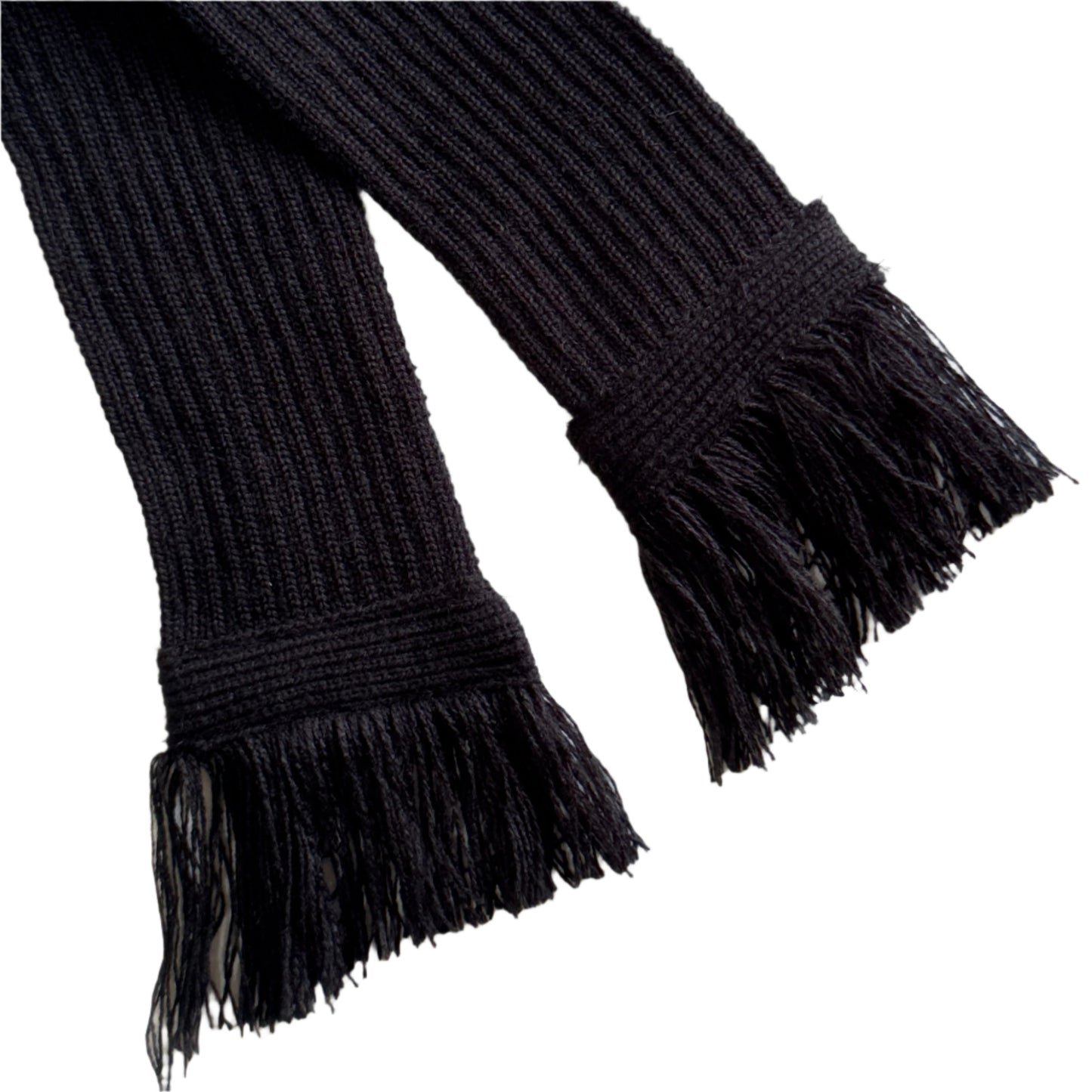 Black Thin Ribbed Scarf