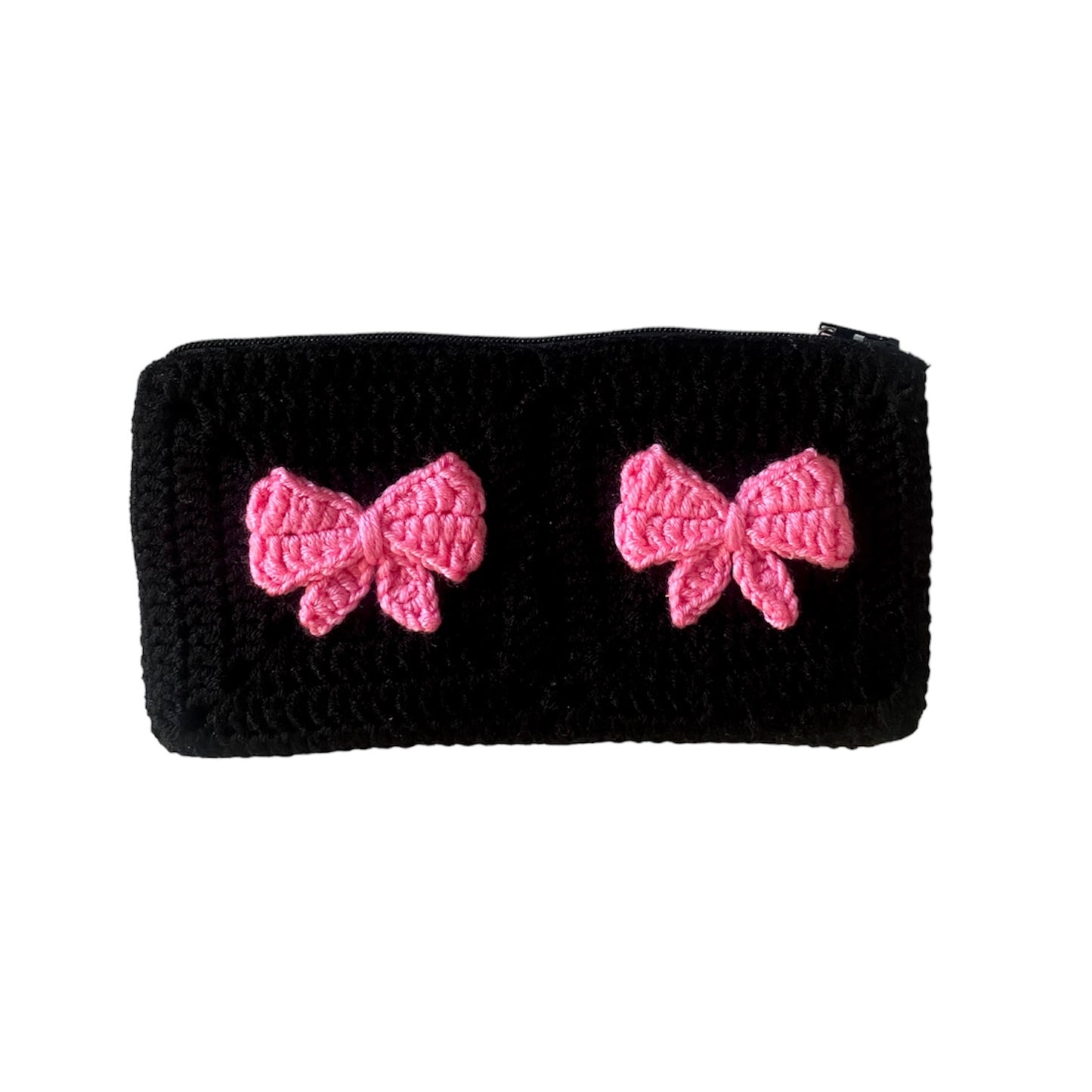 Black x Pink Crochet Pouch