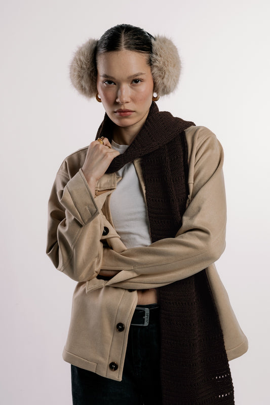 Brown Hollowed Scarf