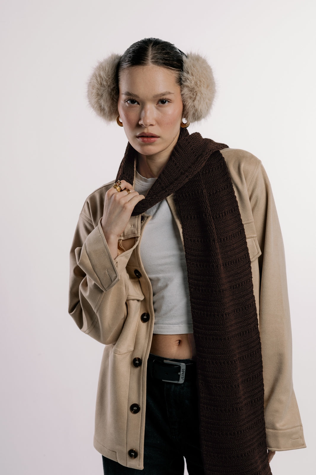 Brown Hollowed Scarf