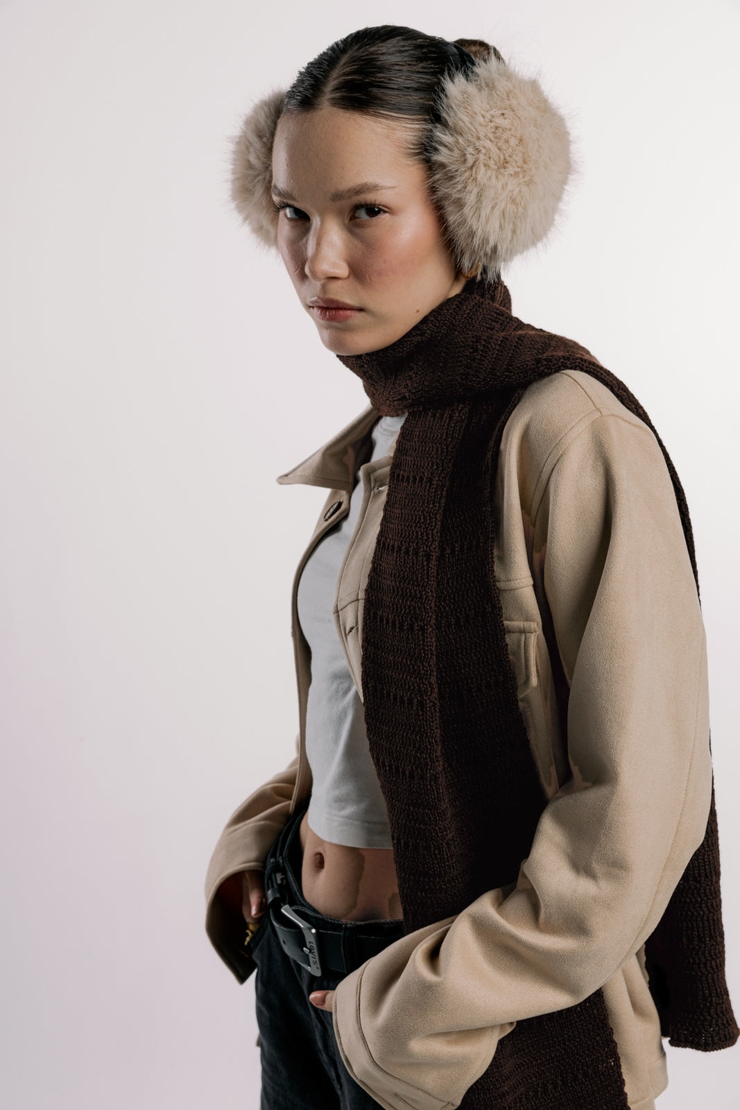 Brown Hollowed Scarf