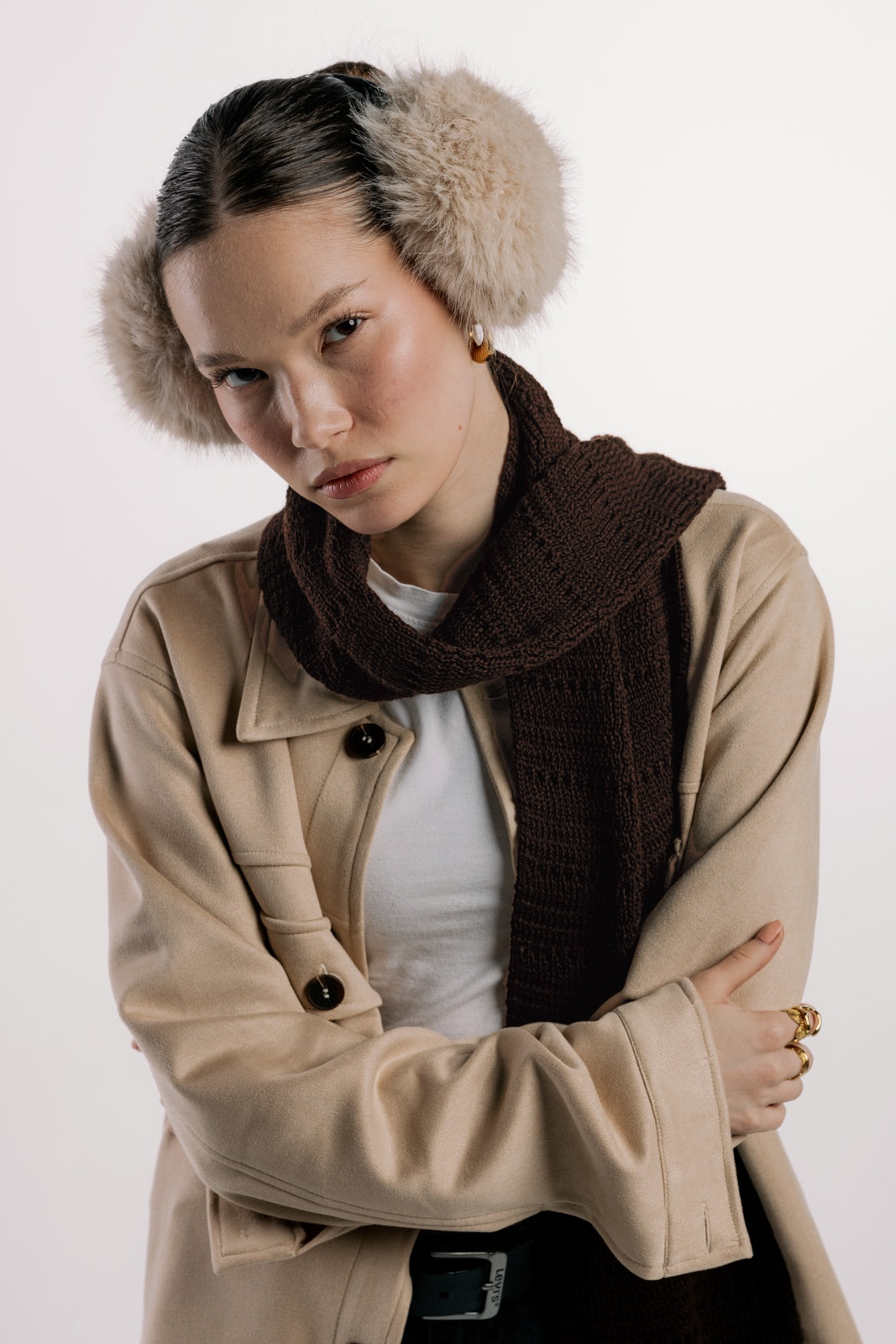 Brown Hollowed Scarf
