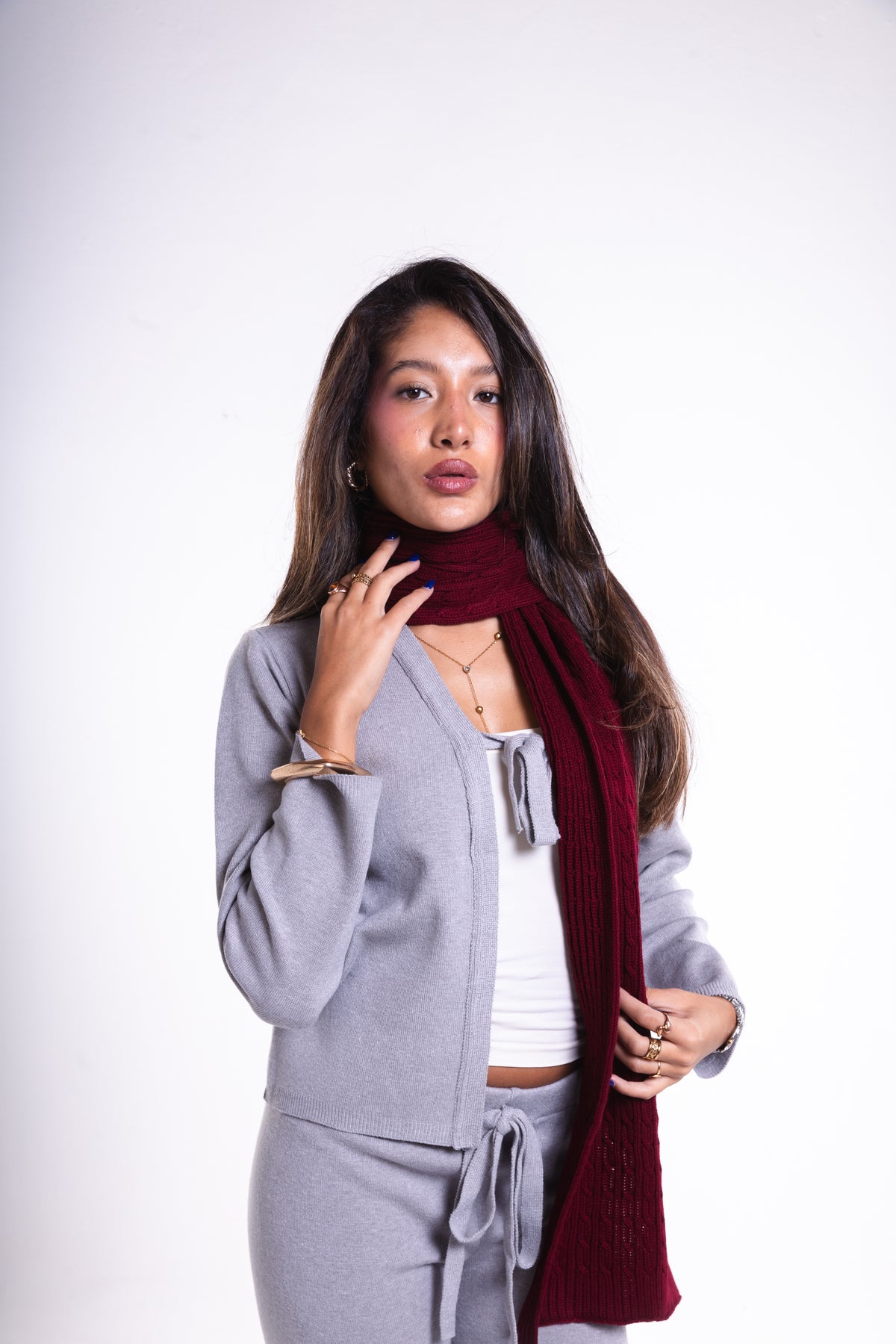 Burgundy Braided Scarf