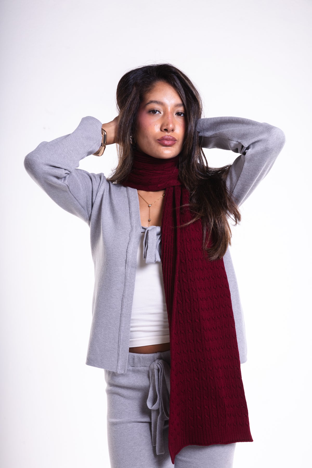 Burgundy Braided Scarf