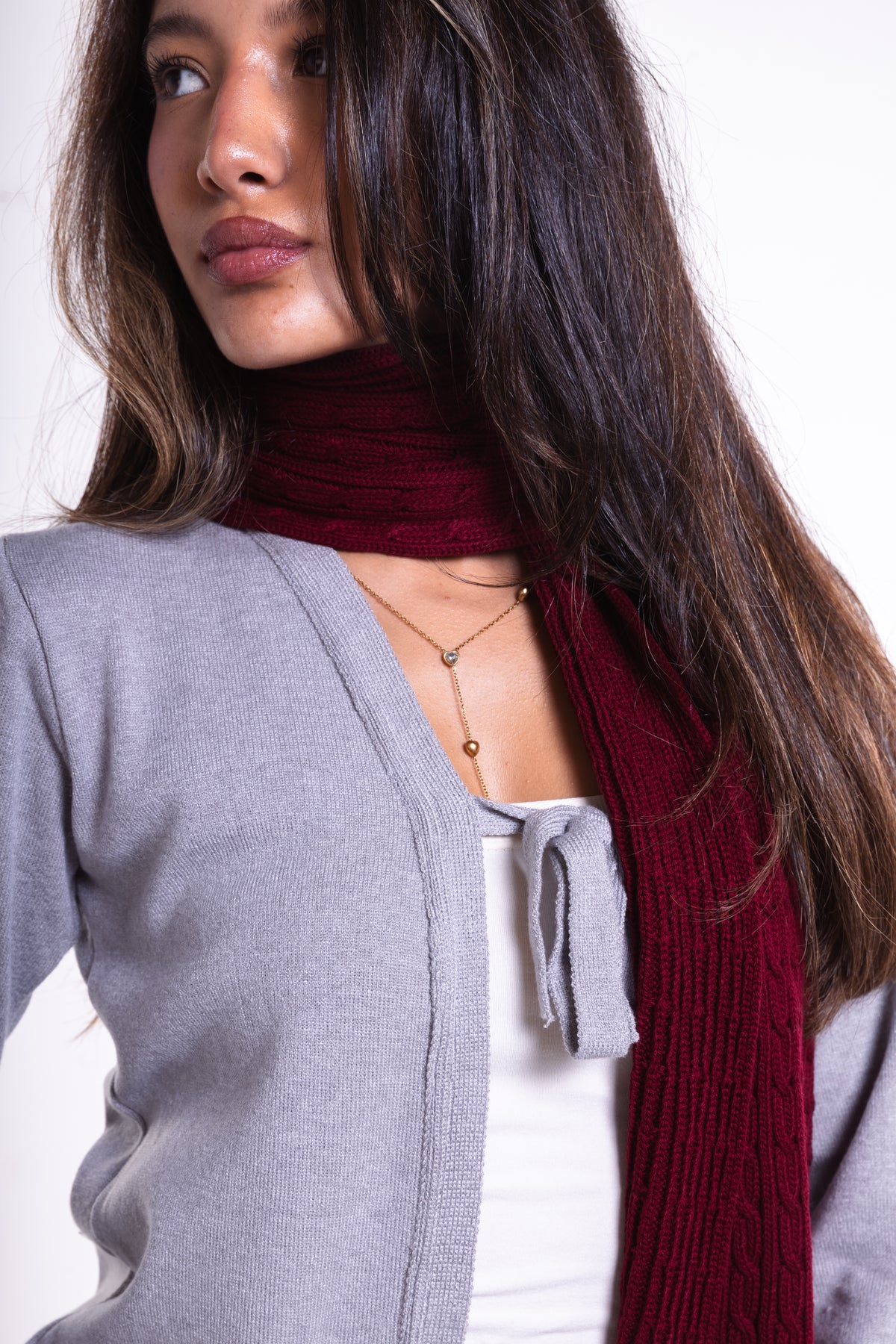 Burgundy Braided Scarf