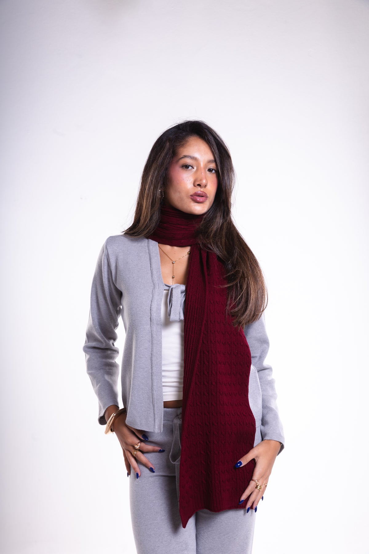 Burgundy Braided Scarf