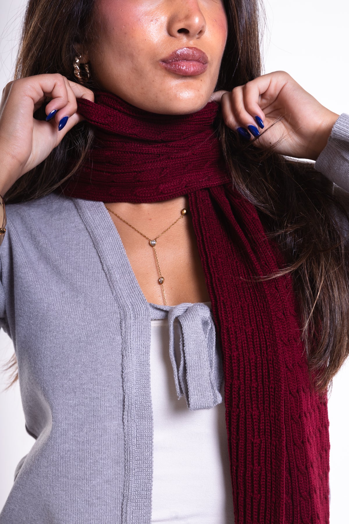 Burgundy Braided Scarf