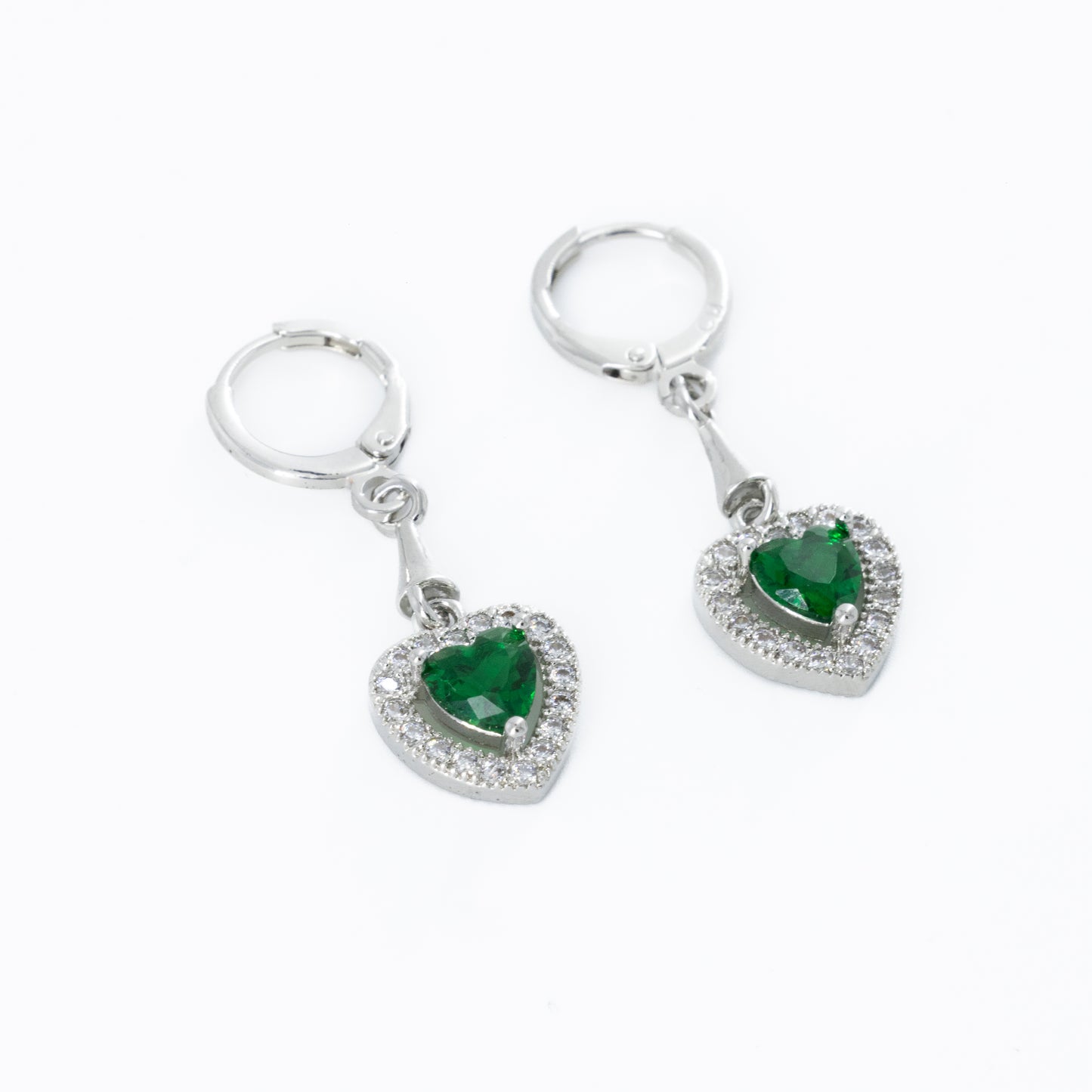 Emerald Heart Earring Pair