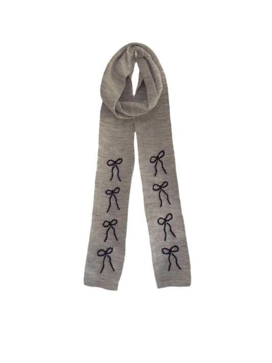 Light Grey with Black Bows Scarf