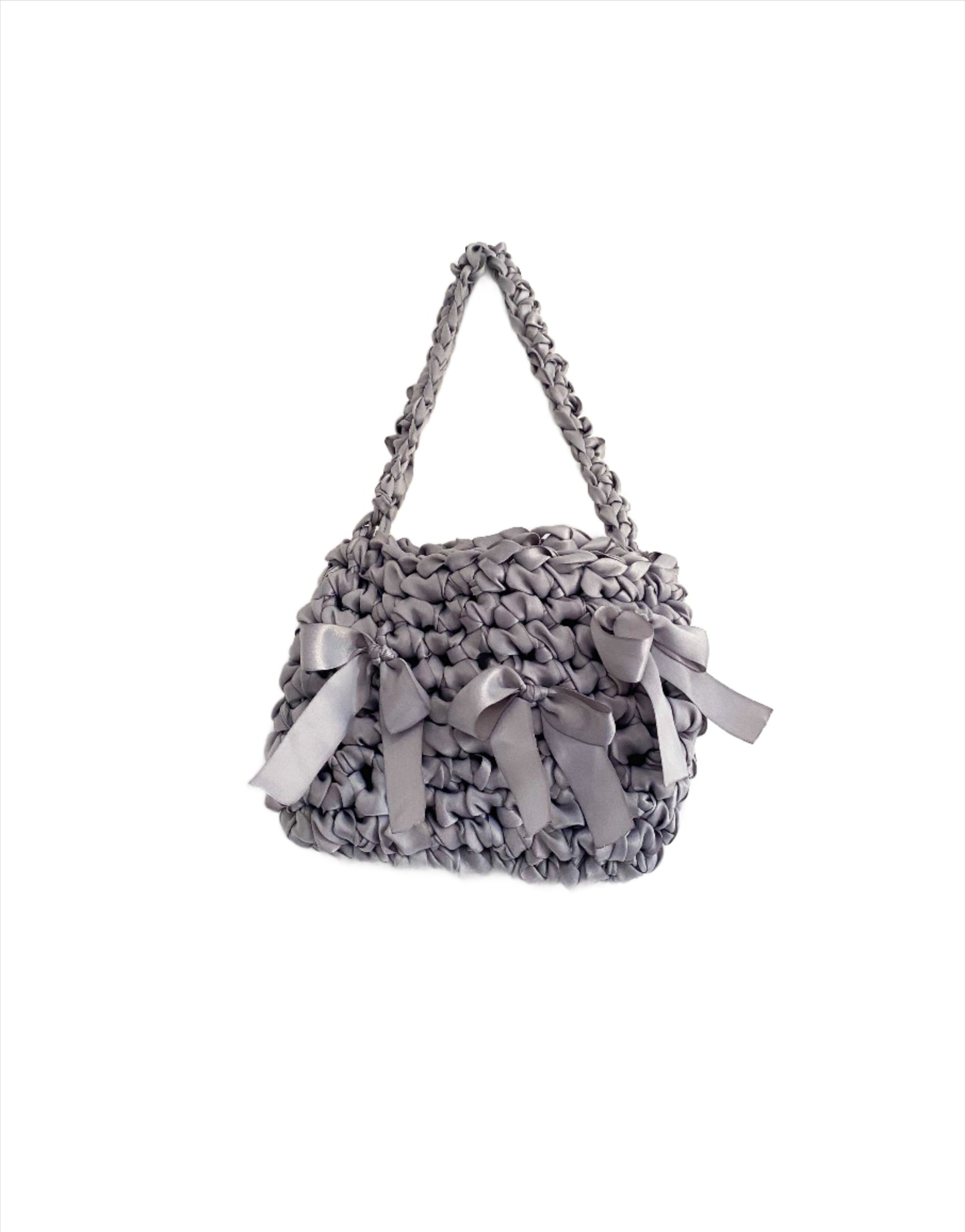 Grey Satin Crochet Bag