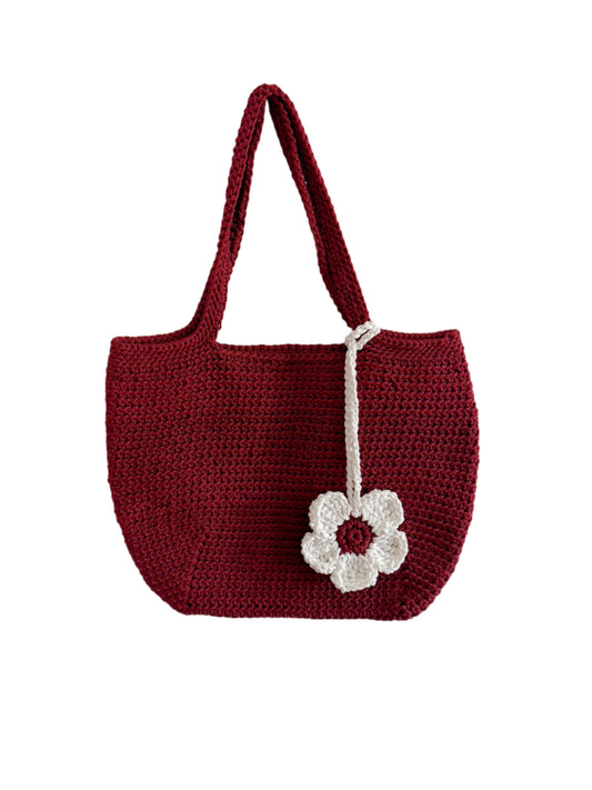 Burgundy Macrame Bag