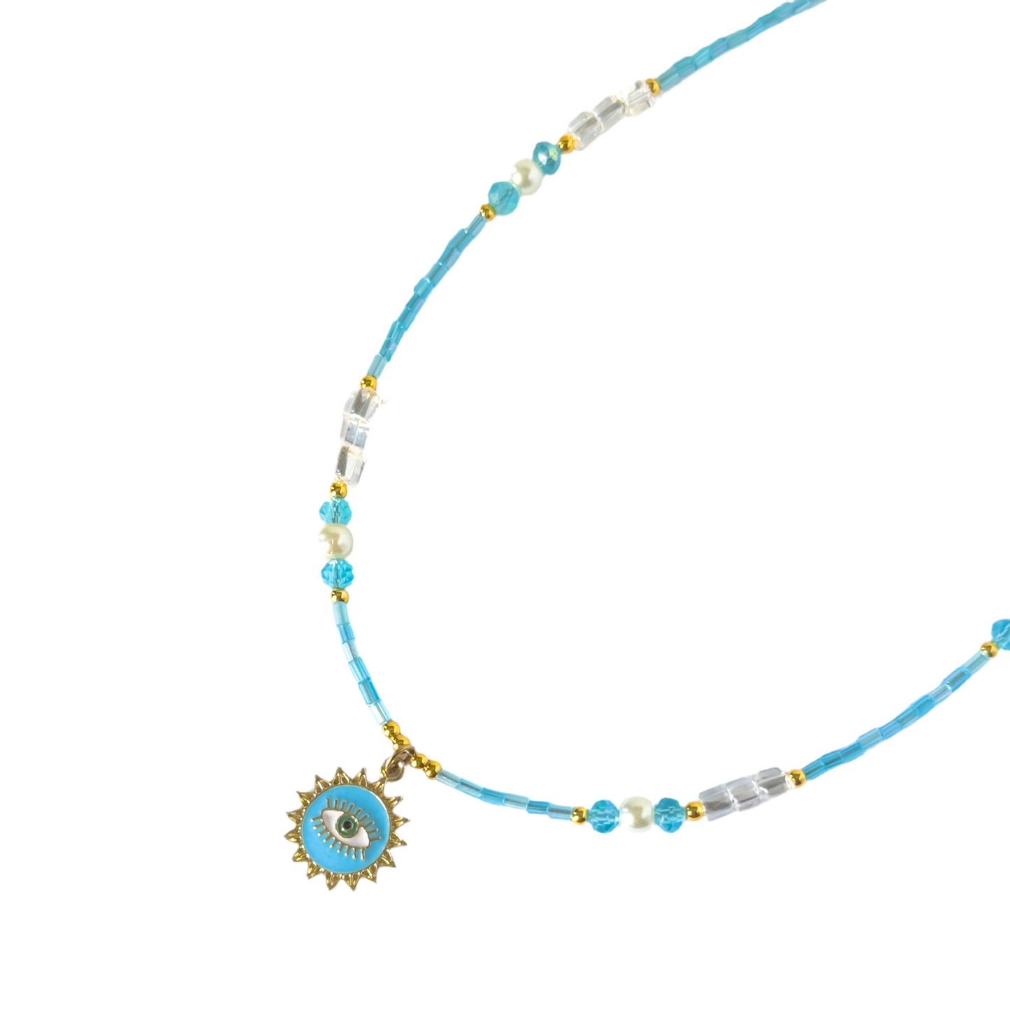 Blue Evil Eye Beaded Choker