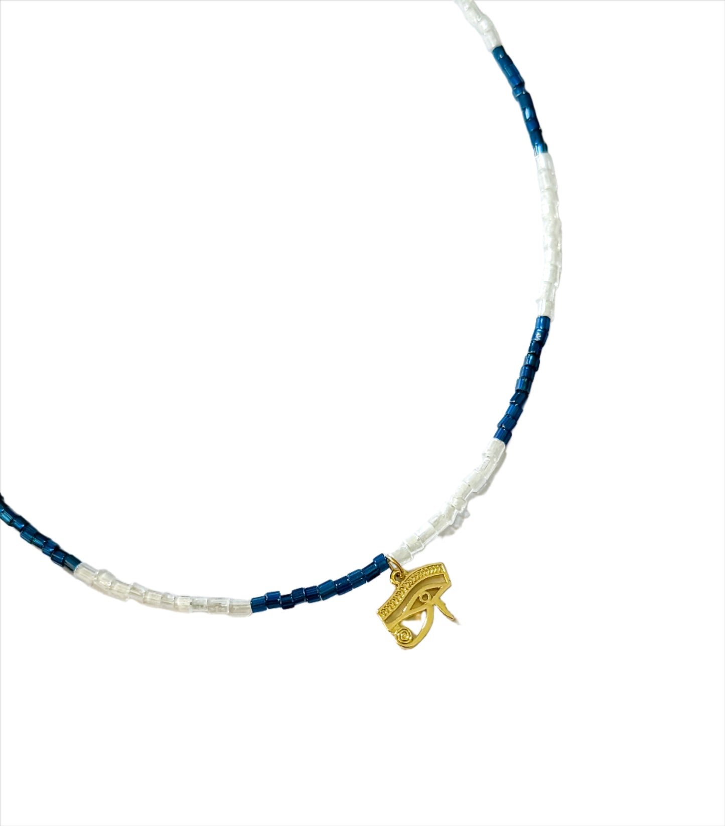 Dark Blue Beaded Horus Eye Choker