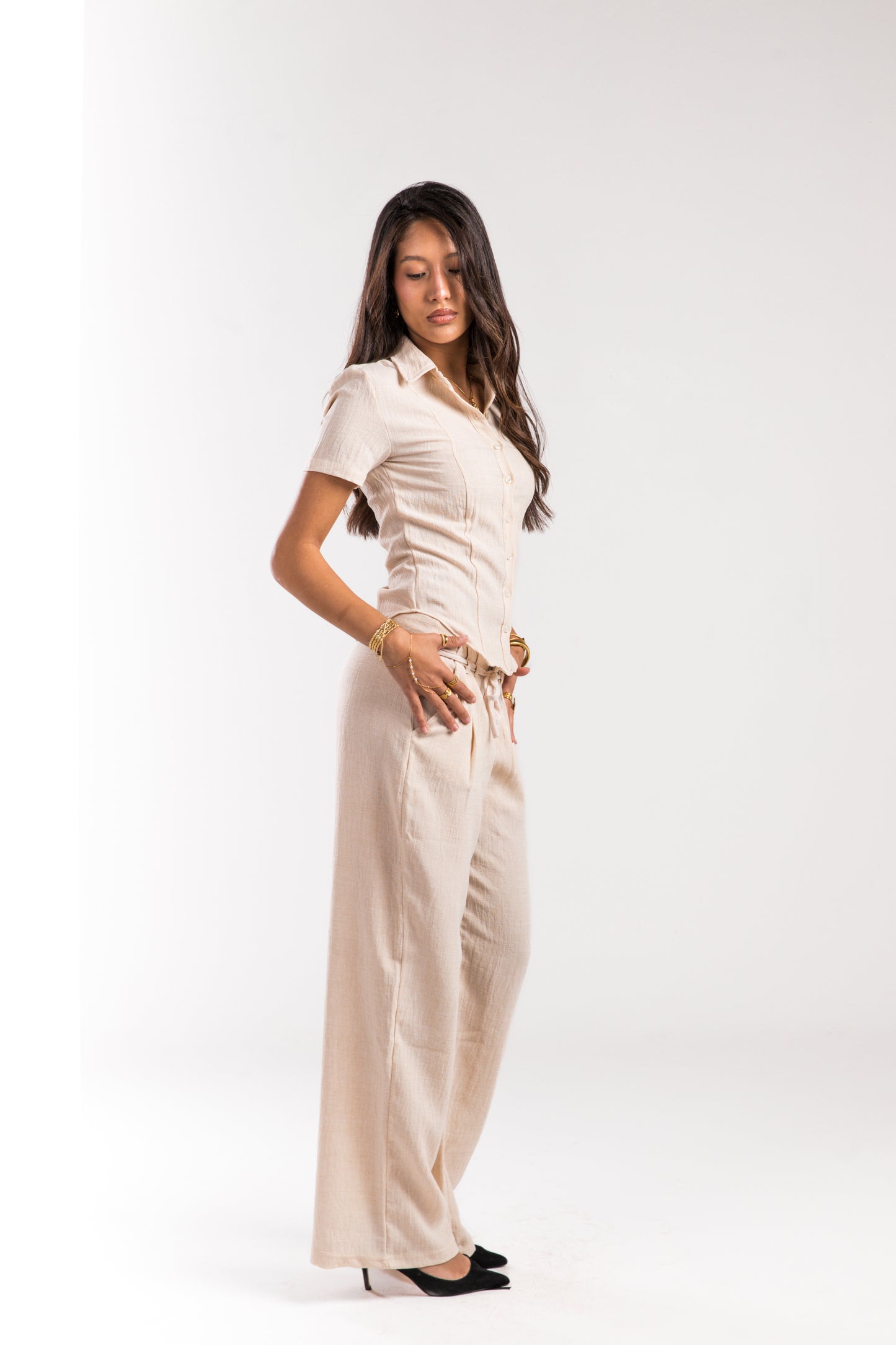 Beige Linen Belle Fit Set